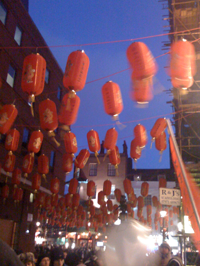 red lanterns in china town