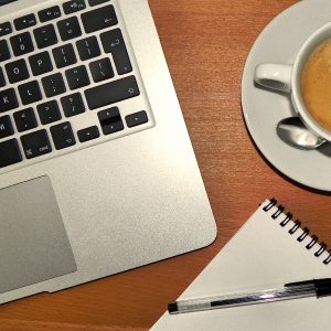 coffee, notepad, computer